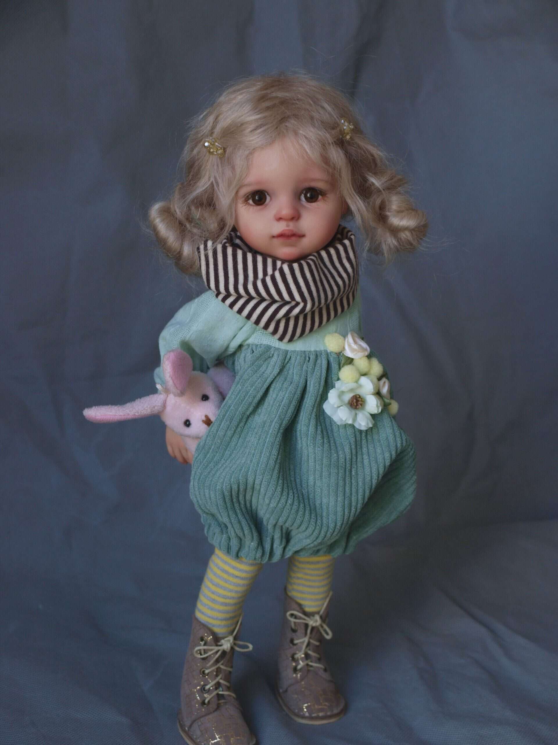 custom paola reina doll green dress with bunny