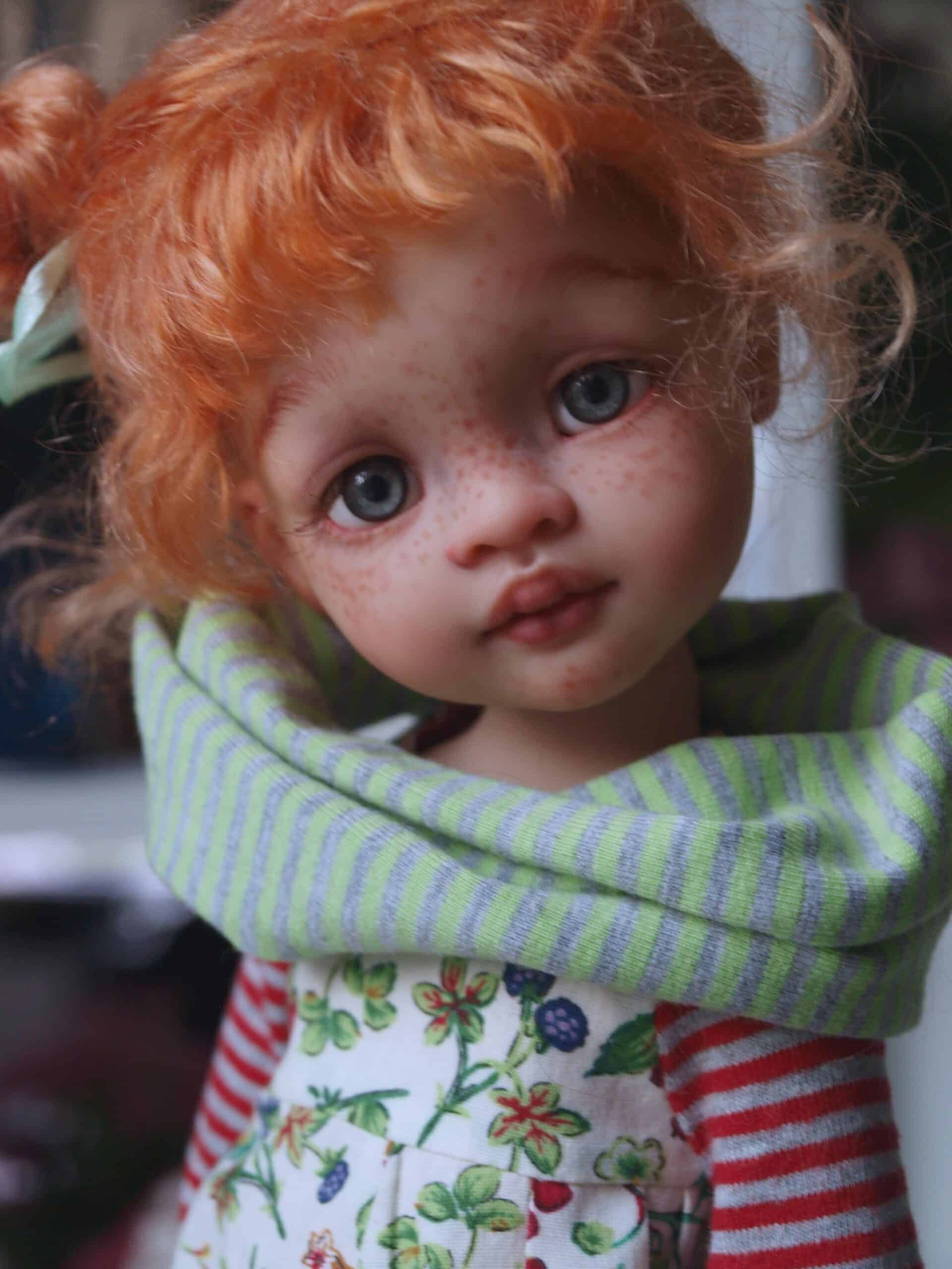 custom paola reina girl doll red hair gray eyes
