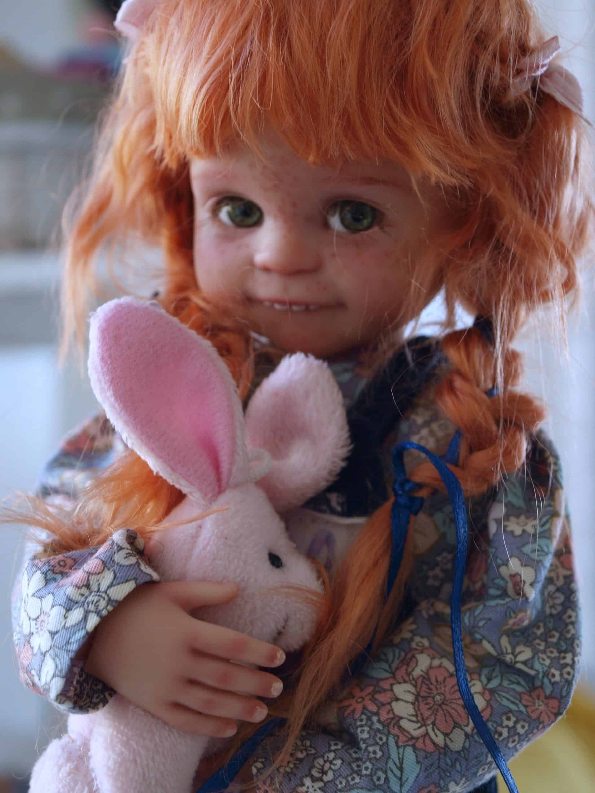 paola reina amigas doll red hair with banny ooak