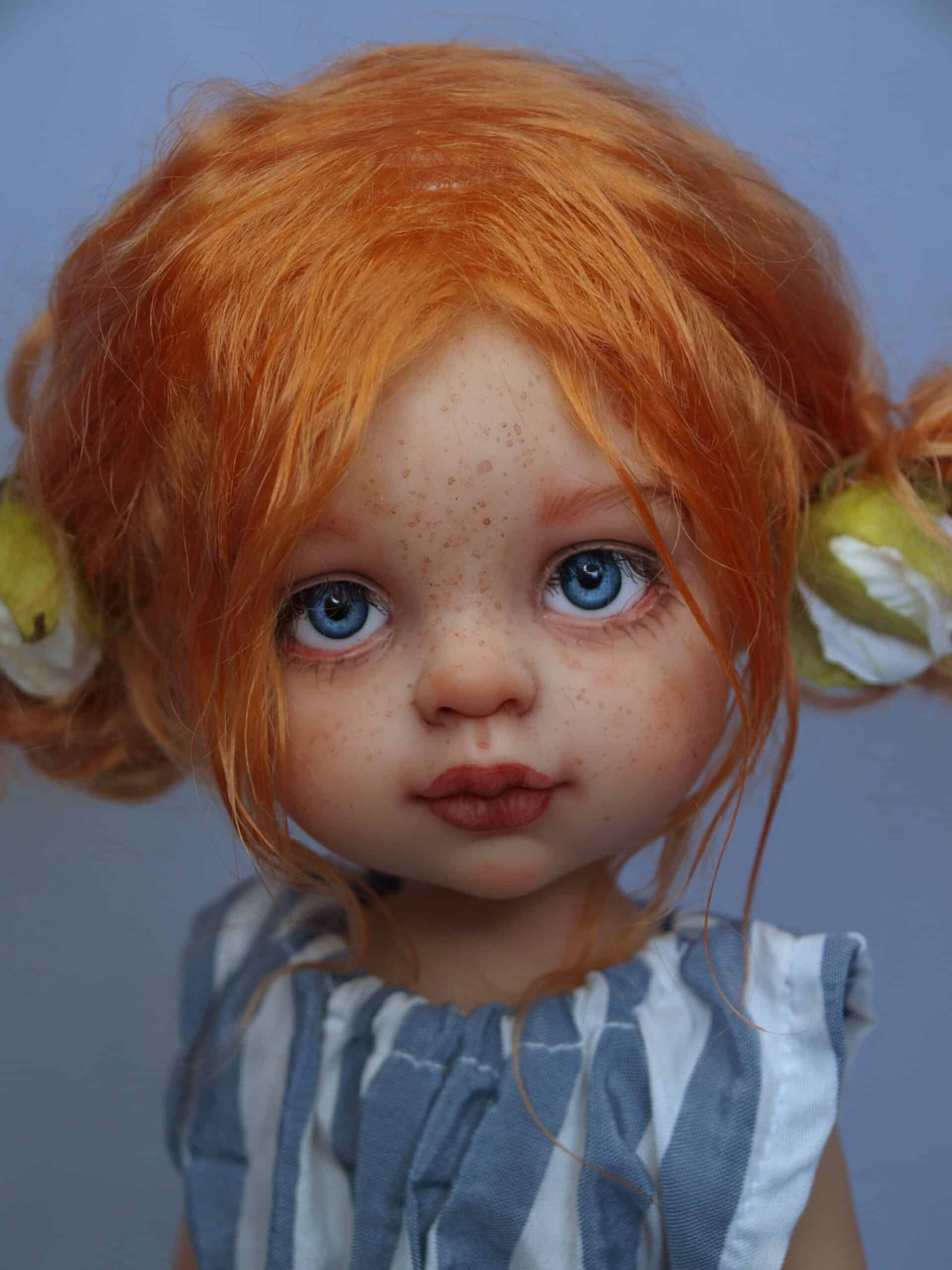 paola reina ooak doll red hair green eyes custom